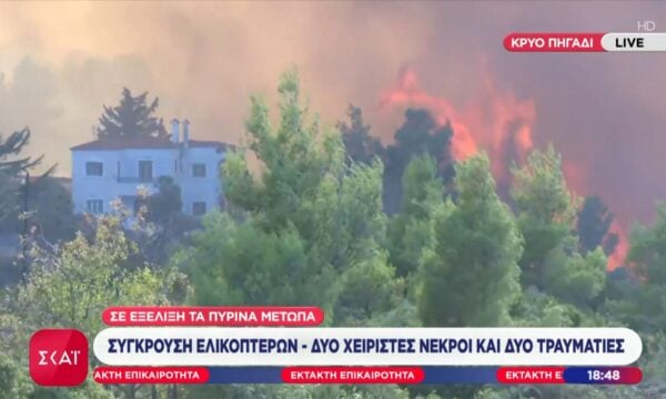 Κρύο Πηγάδι: Μια ανάσα από τα πρώτα σπίτια οι φλόγες
