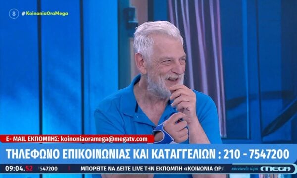 Με σπασμένο χέρι ο Γιάννης Λοβέρδος στην «Κοινωνία Ώρα Mega»