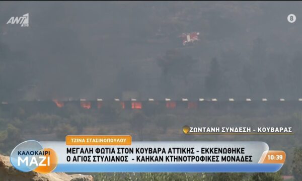 Μεγάλη φωτιά στον Κουβαρά Αττικής – Εκκενώθηκε ο Άγιος Στυλιανός – Καλοκαίρι Μαζί – 10/08/2026