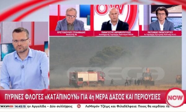 Ο Χ. Στεφανιάδης, ο Π. Αβραμόπουλος και ο Π. Παπαγεωργίου στο «Now»