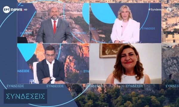 Ο Γιώργος Σταμάτης, βουλευτής ΝΔ και η Ευαγγελία Λιακούλη, βουλευτής ΠΑΣΟΚ στις ”Συνδέσεις”