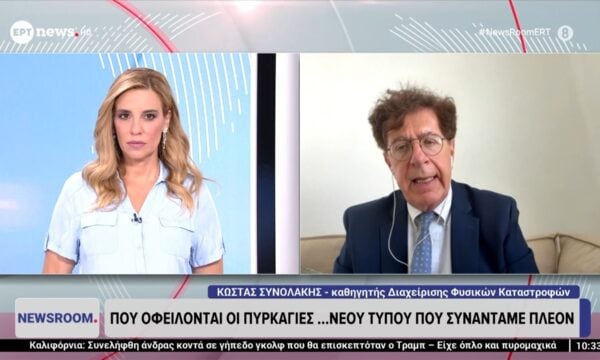 Ο καθηγητής Διαχείρισης  Φυσικών Καταστροφών Κώστας Συνολάκης στο ΕΡΤnews