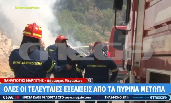 Ο Παναγιώτης Μαργέτης, Δήμαρχος Μεγαρέων, και ο Γιώργος Τζελεπής, πρόεδρος ΠΑΣΣΥΠ, στην «Κοινωνία Ώρα MEGA»
