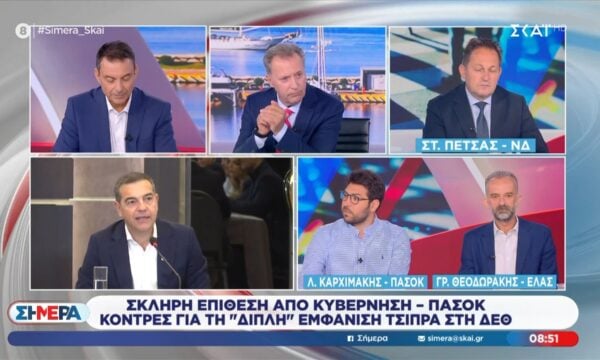 Ο Σ. Πέτσας, ο Λ. Καρχιμάκης και ο Γρ. Θεοδωράκης στο “Σήμερα”