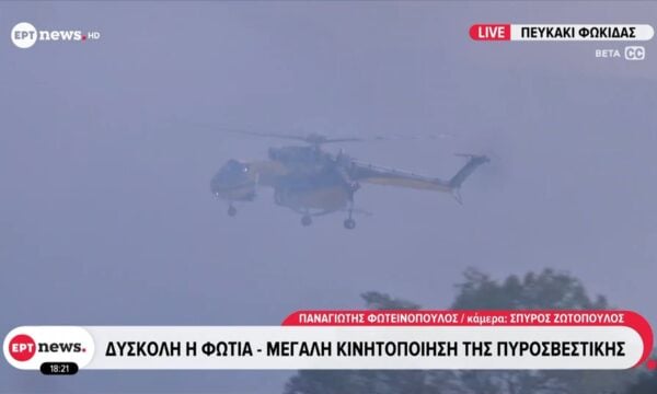 Πευκάκι Φωκίδας: Δύσκολη η φωτιά – Μεγάλη κινητοποίηση της Πυροσβεστικής