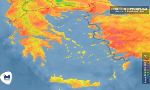 Πρόγνωση καιρού για Δευτέρα 3 Αυγούστου