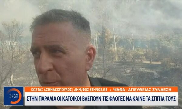 Ψάθα: Στην παραλία οι κάτοικοι βλέπουν τις φλόγες να καίνε τα σπίτια τους