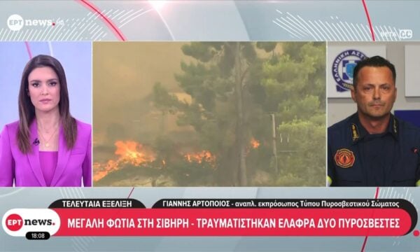Πυρκαγιά στην Σίβηρη Χαλκιδικής – Τραυματίστηκαν ελαφρά δύο πυροσβέστες