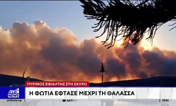 Σε ύφεση η πυρκαγιά στη Σκύρο