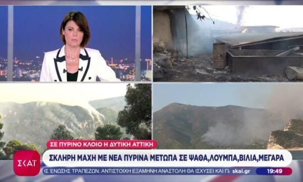 Σκληρή μάχη με νέα πύρινα μέτωπα σε Ψάθα, Λούμπα, Βίλια και Μέγαρα