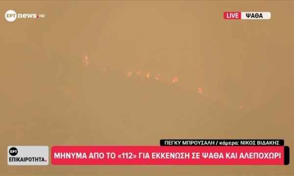 Συνεχείς αναζωπυρώσεις στη Ψάθα – Η φωτιά κατευθύνεται προς το Αλεποχώρι