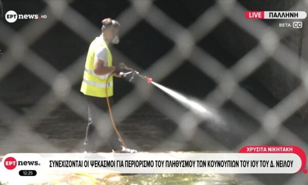 Συνεχίζονται οι ψεκασμοί για περιορισμό του πληθυσμού των κουνουπιών του ιού του Δυτικού Νείλου