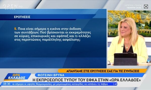 Συντάξεις: Η εκπρόσωπος Τύπου του ΕΦΚΑ Φωτεινή Βρύνα απαντά σε όλα