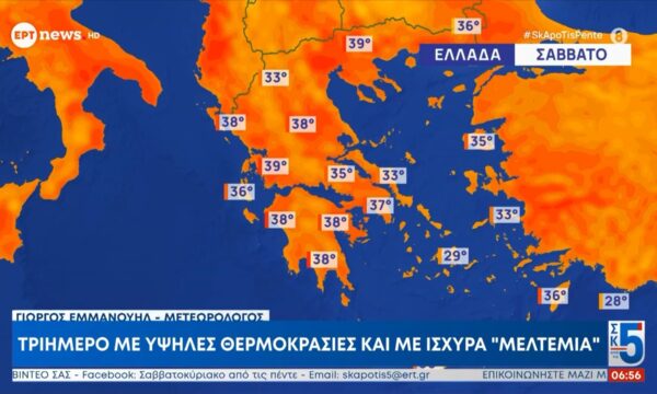 Τριήμερο με υψηλές θερμοκρασίες και με ισχυρά “μελτέμια” – Η πρόγνωση του καιρού από τον Γιώργο Εμμανουήλ