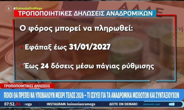 Τροποποιητικές δηλώσεις: Ποιοι θα πρέπει να υποβάλουν μέχρι τέλος 2026 – Τι ισχύει για τα αναδρομικά μισθωτών και συνταξιούχων
