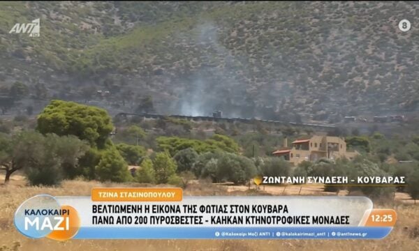 Βελτιωμένη η εικόνα της φωτιάς στον Κουβαρά – Καλοκαίρι Μαζί – 10/08/2026