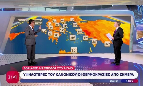 Υψηλότερες του κανονικού οι θερμοκρασίες από σήμερα – Βοριάδες 4-5 μποφόρ στο Αιγαίο