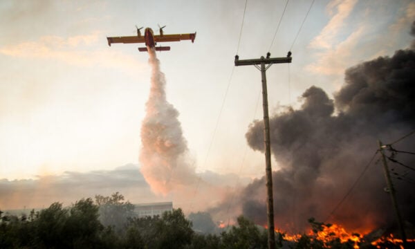Φωτιά στην Ηλεία στην περιοχή της Αγίας Μαρίνας: Εναέρια μέσα στη μάχη της κατάσβεσης