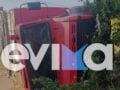 Εύβοια: Τούμπαρε όχημα της Πυροσβεστικής, καλά στην υγεία τους οι δύο πυροσβέστες που επέβαιναν σε αυτό