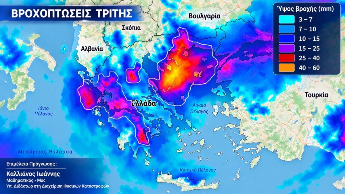 Καιρός – Καλλιάνος: Έντονη κακοκαιρία με καταιγίδες και πλημμύρες στις 13 περιοχές που θα επηρεαστούν περισσότερο