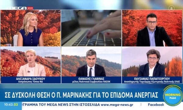 Α. Σδούκου για Π. Μαρινάκη: «Πάλι συζητάμε ένα θέμα το οπίο δεν υπάρχει;»