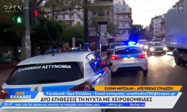 Άγιος Παντελεήμονας: Δύο επιθέσεις τη νύχτα με χειροβομβίδες