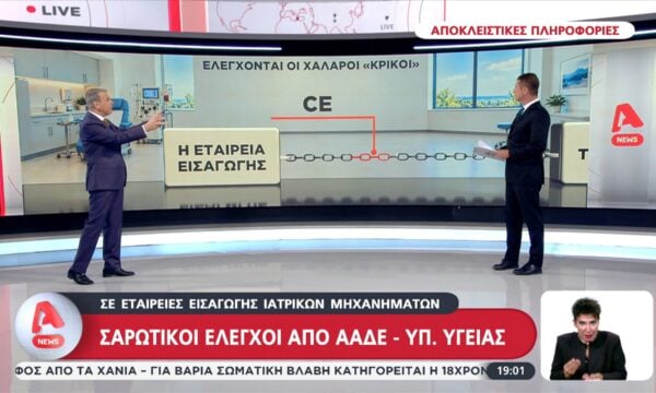 Αποκλειστικές πληροφορίες: Σαρωτικοί έλεγχοι από ΑΑΔΕ – Υπ. Υγείας σε εταιρεία εισαγωγής ιατρικών μηχανημάτων