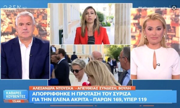 Απορρίφθηκε η πρόταση του ΣΥΡΙΖΑ για την Έλενα Ακρίτα – Παρών 169, Υπέρ 119