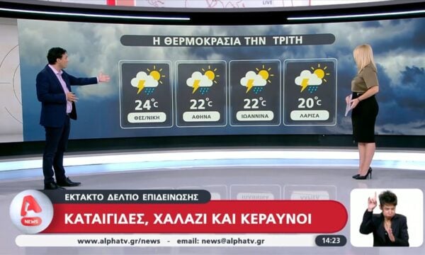 Έκτακτο δελτίο επιδείνωσης του καιρού: Καταιγίδες, χαλάζι και κεραυνοί