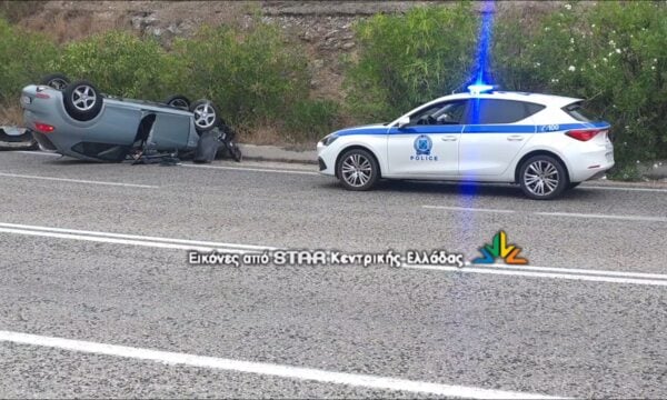 Εκτροπή Ι. Χ. αυτοκινήτου στο δρόμο Λαμίας Δομοκού