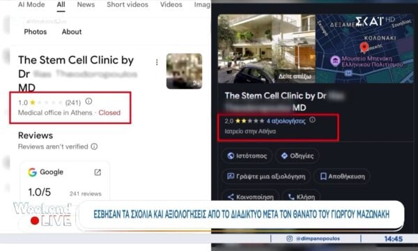 Έσβησαν σχόλια και αξιολογήσεις από το διαδίκτυο μετά τον θάνατο του Γ. Μαζωνάκη