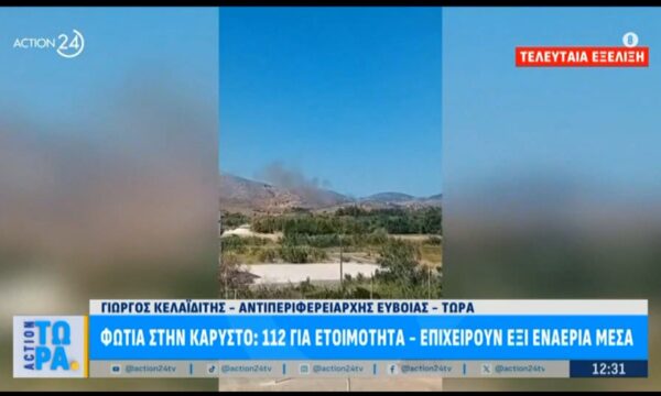 Εύβοια: Φωτιά στην Κάρυστο – Επιχειρούν έξι εναέρια μέσα