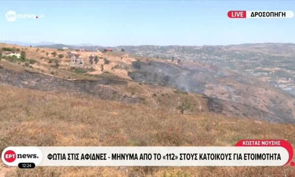 Φωτιά στις Αφίδνες – Μήνυμα από το «112» στους κατοίκους για ετοιμότητα