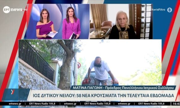 Η Ματίνα Παγώνη στο ΕΡΤNews για τον ιό του Δυτικού Νείλου