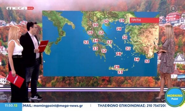 Η πρόγνωση του καιρού από την Ελίνα Καρέτσου – Τρίτη 9 Σεπτεμβρίου