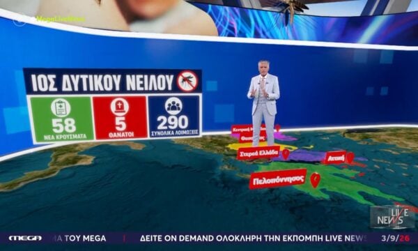 Ιός Δυτικού Νείλου: Κρούσματα σε 69 Δήμους – Οι περιοχές “υψηλού κινδύνου”