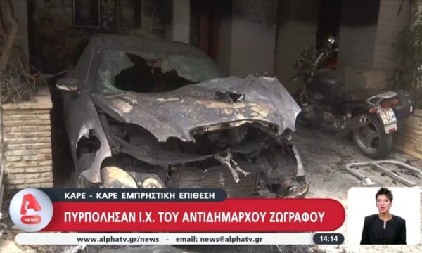 Καρέ – Καρέ εμπρηστική επίθεση: Πυρπόλησαν Ι.Χ. του αντιδημάρχου Ζωγράφου
