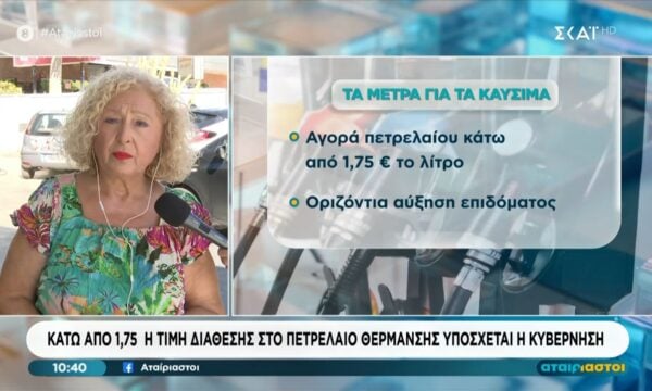 Κάτω από 1,75 η τιμή διάθεσης στο πετρέλαιο θέρμανσης υπόσχεται η κυβέρνηση