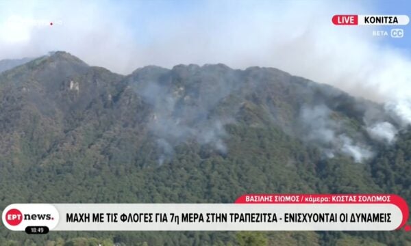 Μάχη με τις φλόγες για 7η μέρα στην Τραπεζίτσα – Ενισχύονται οι δυνάμεις