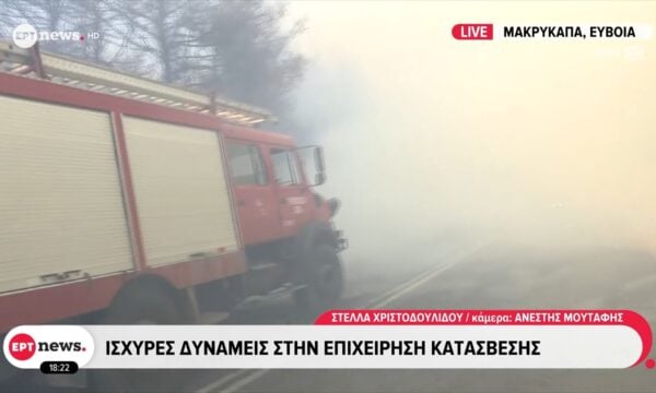 Μακρυκάπα Εύβοιας: Μαίνεται η πυρκαγιά σε δασική έκταση – Ισχυρές δυνάμεις στην επιχείρηση κατάσβεσης