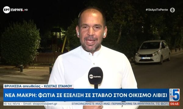 Νέα Μάκρη: Φωτιά σε εξέλιξη σε στάβλο στον οικισμό Λιβίσι