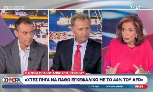 Ντ. Μπακογιάννη: «Χτες πήγα να πάθω εγκεφαλικό με το 44% του AFD»