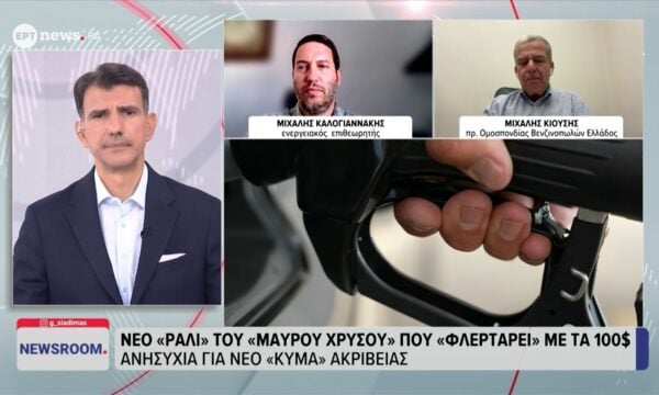 Ο Μιχάλης Καλογιαννάκης και ο Μιχάλης Κιούσης στο «Newsroom»