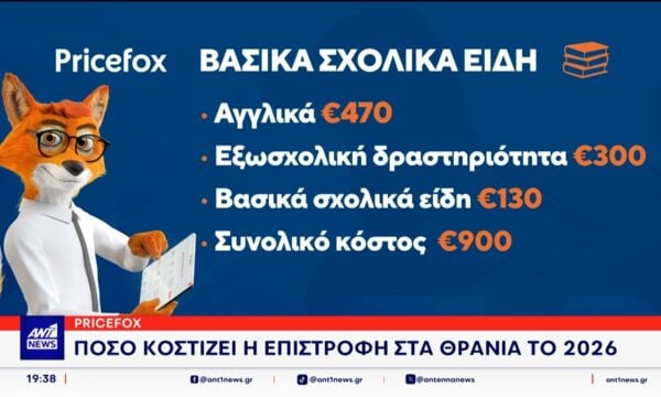 Pricefox: Πόσο κοστίζει η επιστροφή στα θρανία το 2026;