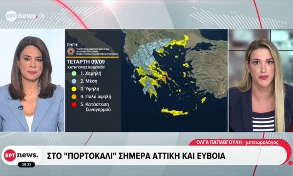 Στο «πορτοκαλί» σήμερα Αττική και Εύβοια