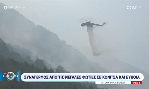 Συναγερμός από τις μεγάλες φωτιές σε Κόνιτσα και Εύβοια