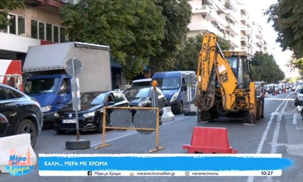 Θεσσαλονίκη: Εργασίες στη Βασιλίσσης Όλγας και μεγάλο μποτιλιάρισμα