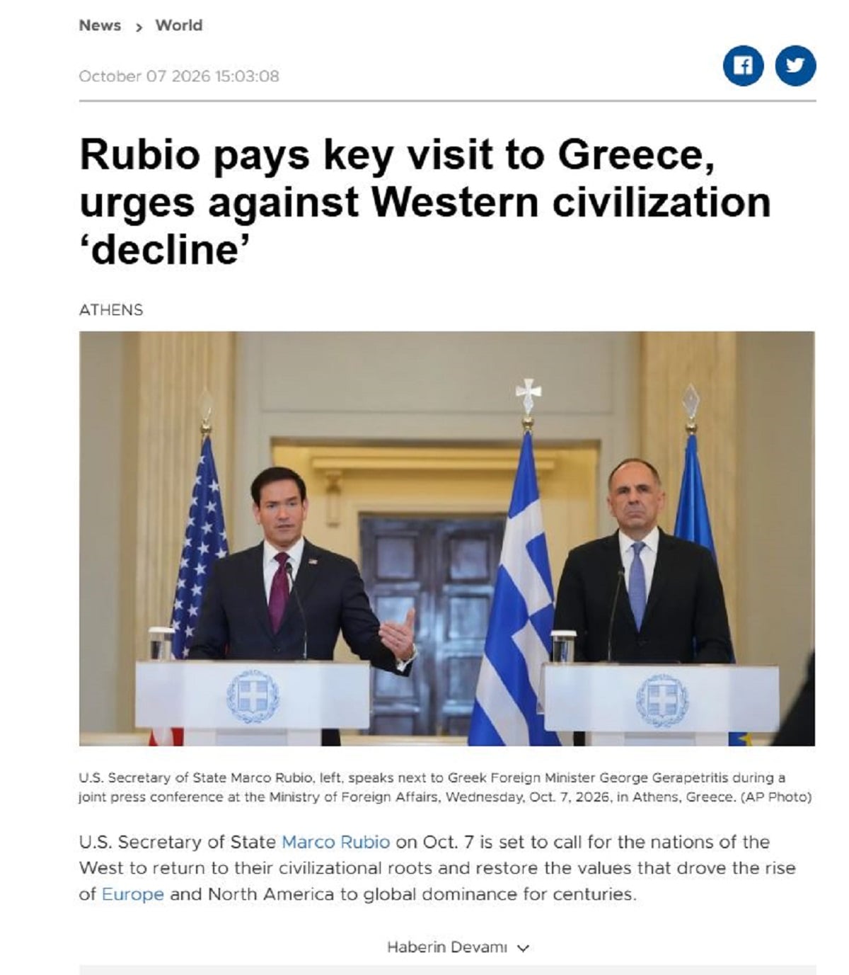 Η επίσκεψη Ρούμπιο στην Αθήνα μέσα από τα τουρκικά ΜΜΕ – Στο επίκεντρο F-35, εξοπλισμοί και ελληνοτουρκικά 18 Η επίσκεψη Ρούμπιο στην Αθήνα μέσα από τα τουρκικά ΜΜΕ – Στο επίκεντρο F-35, εξοπλισμοί και ελληνοτουρκικά