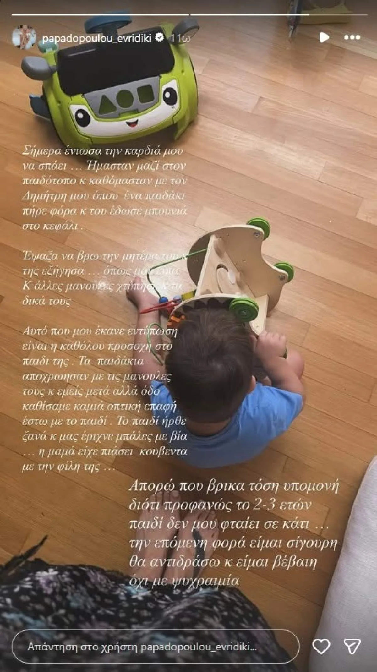 Ευρυδίκη Παπαδοπούλου: Καταγγέλλει ότι χτύπησαν τον γιο της σε παιδότοπο – Τι συνέβη μετά 7 Ευρυδίκη Παπαδοπούλου story