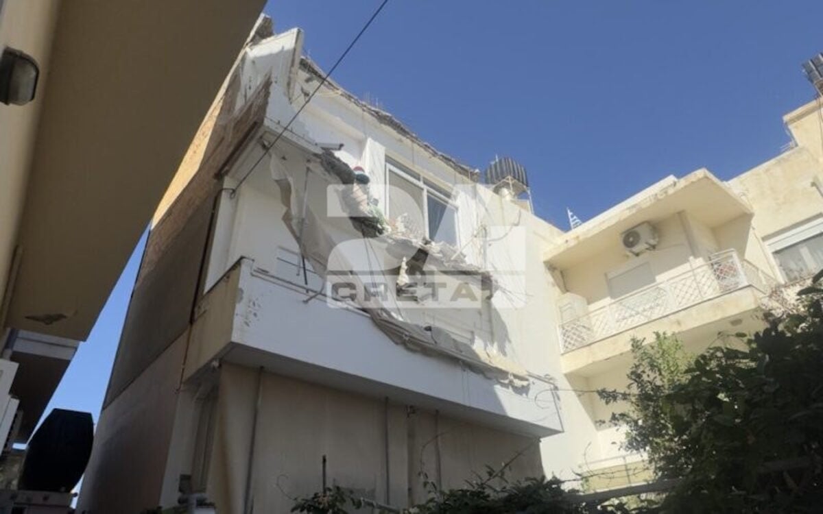 Ηράκλειο: Τμήμα πολυκατοικίας κατέρρευσε τα ξημερώματα στο Ατσαλένιο – Εικόνες σοκ